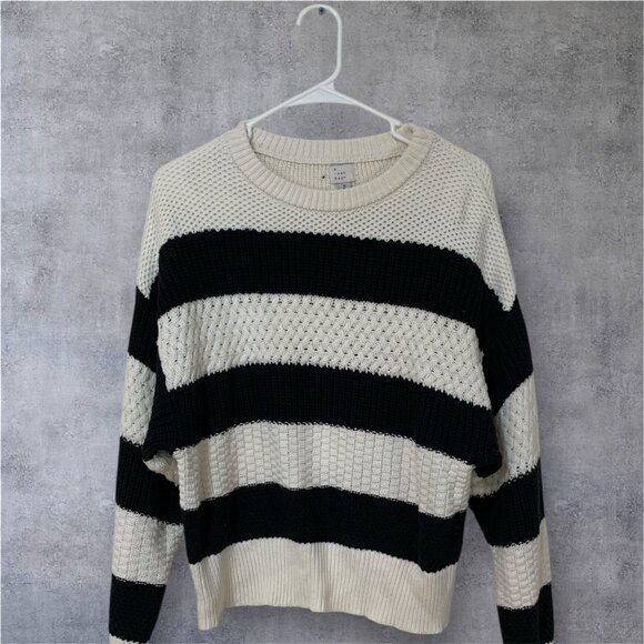 a new day Black and Cream Striped Sweater - Picture 1 of 3